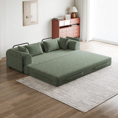 78.7-Inch Convertible Sleeper Sofa Bed with Cylindrical Pillow, Chenille Folding Mattress Couch with ,Folding Sofa Bed with Side Pocket, Floor Sofa Lounge Couch for Living Room Bedroom Lounge Studio