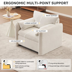 002 Fixed-Modern Accent Chair Single Seater - Plush Chenille Lounge Chair with High-Resilience Cushion, Compact Reading Chair for Living Room, Bedroom, Dorm Room & Apartment-Armchair, Ivory White