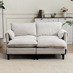 Convertible Combination Sofa, Sofa U-Shaped, Sofa with Footstools with Storage, Beige Sofa for Living Room, Living Room/Bedroom/Office/Small Space 2-Seater Combination Sofa - Beige