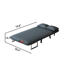 39″ Convertible Chair Bed, Tri-Fold Sofa Bed with Adjustable Backrest & Pillow, Leisure Chaise Lounge Couch with Sturdy Iron Frame for Home & Office, Comfortable Sleeper Chair