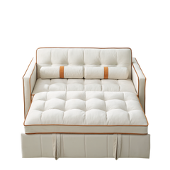 Modern 55.5' Pull Out Sleep Sofa Bed 2 Seater Loveseats Sofa Couch with side pockets, Adjsutable Backrest and Lumbar Pillows for Apartment Office Living Room