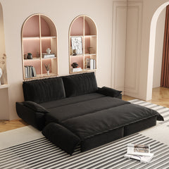 73.2' Queen Pull Out Sofa Bed,3-in-1 Convertible Sleeper Sofa,Multi-Functional Velvet Loveseat Bed,Black(Old Sku:W1885S00050;New Sku:W1885S00228)