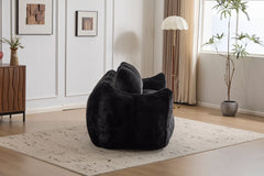 Giant Bean Bag Couch for Adults, Ultra Soft Fluffy Loveseat Bean Bag Sofa, Oversized Chase Lounge Chair Indoor for Living Room Bedroom, No Assembly Required Cozy Reading Chair with Pillows, Black