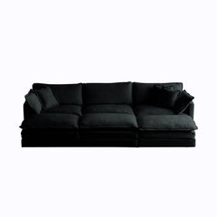 Comfortable Deep Seat Reversible Modular 6 Seater Sectional Super Soft Sofa U Shaped Sectional Couch with 3 Ottomans, 3 Toss Pillows and 2 Arm Pillows
