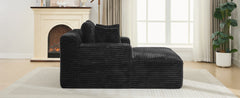 Modern Black Corduroy Chaise Lounge Sofa Bed with Removable Pillows, 48.8' Upholstered Sleeper Sofa