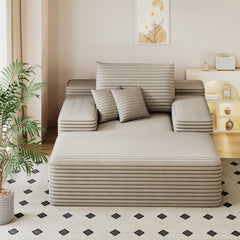 68'*51' Chaise Lounge Chair Indoor, Oversized Upholstered Sofa Bed, Sleeper Couch Reading Chairs Fluffy Plush Faux Fur Cloud Sofas Couches for Living Room,Camel