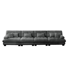 4-Seater Sectional Sofa Modular Deep Seat Sofa Couch , Chenille Sofa Comfy Upholstered Sofa for Living Room, Apartment, Studio, Office,Chenille Gray