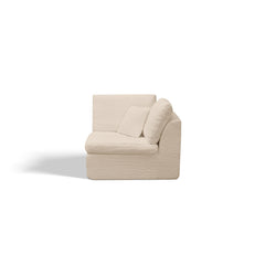 Cloud Style L-Shape Modular Sectional Sofa with Ottoman, 3 Seater Convertible Couch in Warm White Beige, Chenille Fabric, 110 Inch