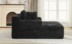 Modern Black Corduroy Chaise Lounge Sofa Bed with Removable Pillows, 48.8' Upholstered Sleeper Sofa