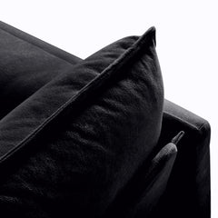 Modern Chenille Deep Seat Sectional Sofa Cloud Couch with Ottoman, Comfy Love Seat Upholstered Modular L Shaped Couch, Black