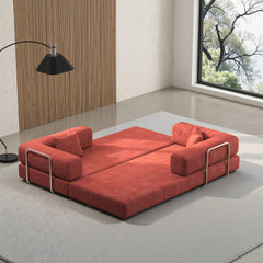 78.8inch  Modular Sectional Sofa, Convertible Pudding Block Sofa, Floor Standing Sofa Bed Arm Comfort Sofa Bed, Compression Sofa for Living Room and Bedroom -  (Orange)