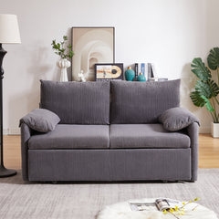 MH'' 64.5 Inch Sleeper Sofa Bed  3-in-1 Adjustable Sleeper with Pullout Bed   2 Pillows and Side Pockets  Soft Corduroy Convertible Sleeper Sofa Bed for Living Room Bedroom Apartment Office