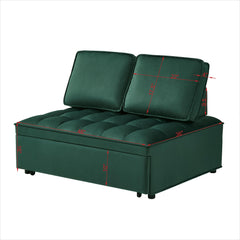 Convertible sleeping sofa bed, modern velvet fabric double seat sofa bed, sleeping sofa bed with 2 backs and detachable backs, backs, suitable for living room bedroom(GREEN)