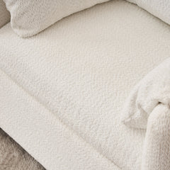 002 Fixed-Modern Accent Chair Single Seater - Plush Chenille Lounge Chair with High-Resilience Cushion, Compact Reading Chair for Living Room, Bedroom, Dorm Room & Apartment-Armchair, Ivory White