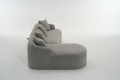 Boneless L-Shape Sectional Sofa with Curved Chaise,Grey Modular Chenille Compression Couch,30D High-Density Foam,Minimalist Modular Couches Sleeper for Living Room Bedroom Apartment Lounge.