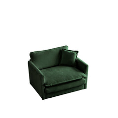 2 Seater Loveseat and Chair Set, 2 Piece Sofa & Chair Set, Loveseat and Accent Chair , 2-Piece Upholstered Chenille Sofa Living Room Couch Furniture(1+2 Seat ) ,Green Chenille