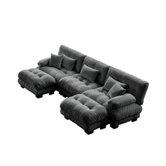 Luxury Modular Sectional Sofa Couch - Oversized U Shaped Cloud Couch for Living Room,Deep Seat Sofa Couch with 2 Ottomans ,Chenille Gray