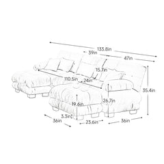 Luxury Modular Sectional Sofa Couch - Oversized U Shaped Cloud Couch for Living Room,Deep Seat Sofa Couch with 2 Ottomans ,Chenille Gray
