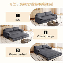 66' Queen Pull Out Sofa Bed, 3-in-1 Convertible Sleeper Sofa with Side Storage,Multi-Functional Velvet Loveseat Bed for Living Room,Bedroom,Apartment,Office(Old Sku:W1885P214785;New Sku:W1885S00223)