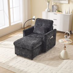 Multifunctional Lazy Person Sofa Recliner with Storage Backrest and Cell Phone Bracket in Chenille for Living Room or Bedroom