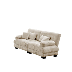 Cloud Couch 2 Seater Sofa for Living Room, Chenille 2 - Seat sofa with 2 Lumbar pillows and 2 throw pillows,Chenille Light coffee