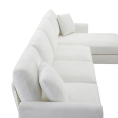 Modern Oversized L-Shaped Sectional Sofa with Chaise and Free Pillows, Chenille Upholstery, 119*55'