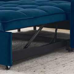 Loveseats Sofa Bed with Pull-out Bed,Adjsutable Back and Two Arm Pocket,TypeC and USB Charging with Copper nail,Blue (47'x53'x31')