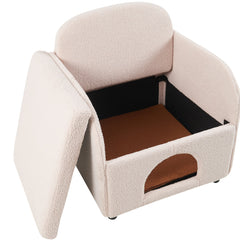 Furniture Style 2 in 1 Pet Friendly  Fluffy Fabric Sherpa Upholstered Leisure Armchair with Lumbar Pillow for Living Room Bedroom Home and Office, Cream White
