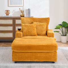 39-inch Spring upholstered armchair and Ottoman set - comfortable single sofa with cup holder and corduroy fabric, perfect for living room or bedroom
