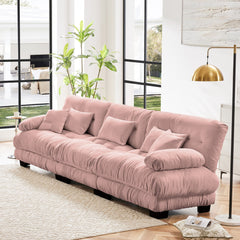 3-Seater Sectional Sofa Modular Deep Seat Sofa Couch , Chenille Sofa Soft Comfy Upholstered Furniture for Living Room, Apartment, Studio, Office,Chenille Pink