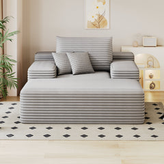 68'*51' Chaise Lounge Chair Indoor, Oversized Upholstered Sofa Bed, Sleeper Couch Reading Chairs Fluffy Plush Faux Fur Cloud Sofas Couches for Living Room,Grey
