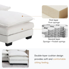 Modern U-shaped Sectional Sofa with Waist Pillows, 6-Seat Upholstered Symmetrical Sofa Furniture, Sleeper Sofa Couch with Chaise Lounge, Chenille and Velvet Options