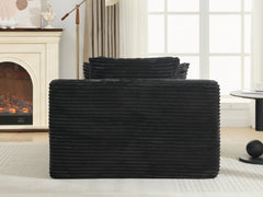 Modern Black Corduroy Chaise Lounge Sofa Bed with Removable Pillows, 48.8' Upholstered Sleeper Sofa