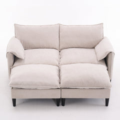 Convertible Combination Sofa, Sofa U-Shaped, Sofa with Footstools with Storage, Beige Sofa for Living Room, Living Room/Bedroom/Office/Small Space 2-Seater Combination Sofa - Beige
