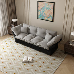 74.8' Queen Pull Out Sofa Bed, 3-in-1 Convertible Sleeper Tufted Sofa with 2 Soft Pillows,Multi-Functional Velvet Loveseat Bed,Grey(New Sku:W1885S00170/W1885S00218)