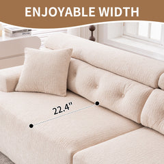 LY-029 APRICOT COMPRESSION SOFA: 4-seater combined sofa, Wood Grain Chenille fabric, full sponge compression sofa,combined sofa with 2 pillows  for living/ Home Furniture/ Apartment