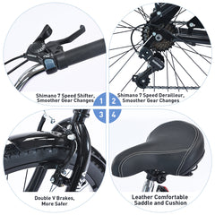 7 Speed Bicycles 26'Inch Multiple Colors Men's Beach Cruiser Bike