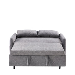 Contemporary Grey Pull Out Sleep Sofa Bed Loveseat with Adjustable Backrest, Storage Pockets, USB Ports and 2 Soft Pillows