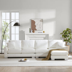 Modern Oversized L-Shaped Sectional Sofa with Chaise and Free Pillows, Chenille Upholstery, 119*55'