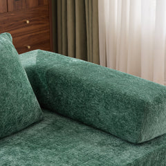Floor Couch,Compression Sofa,Convertible Floor Sofa Bed-with Pillow Back Support Armrest,Comfy Futon Couch Lounge Sleeper Bed,Chenille fabric,for Living Room Bedroom (dark green)