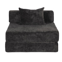 Compression Sofa,Convertible Floor Sofa Bed with Fixed-Shape Frame,Single Seater Boneless Modular Sectional Sofa,No Assembly Required,Chenille fabric,for Living Room Bedroom,Black