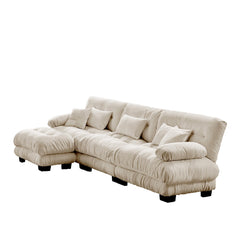 Luxury Modular Sectional Sofa Couch,Oversized L Shaped Cloud Couch for Living Room,Deep Seat Sofa Couch with Convertible Ottoman,Chenille Light coffee