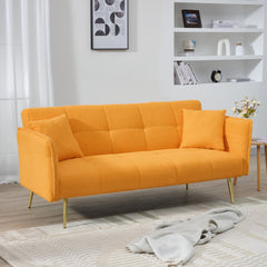 70-inch teddy fleece sofabed, convertible futon sofabed with adjustable arms and backrest, modern love sofa for living room and bedroom.