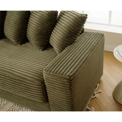 [NEW ARRIVED] [VIDEO PROVIDED] Oversized Two-Piece Couches, L Shaped Sofa, Corduroy, Left Chaise Daybed,with Armrests,Eight Throw Pillows,Corner Sofa,Easy To Assemble, Green
