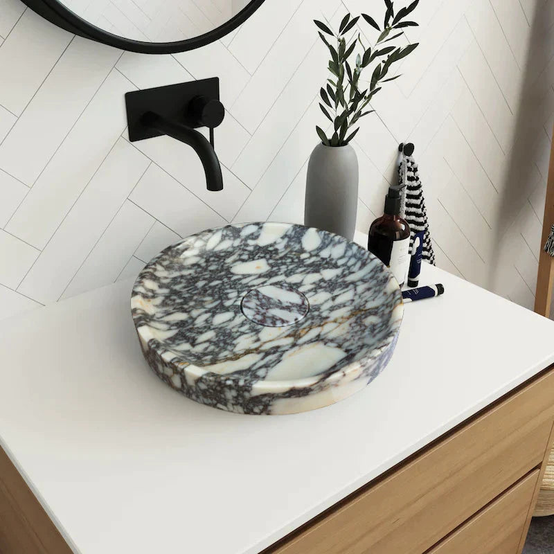 Calacatta Viola Marble Natural Stone Round Above Vanity Bathroom Sink Polished (D)15.5