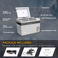 12V 30 Quart (28L) Portable Fridge & 30 Quart Insulated Protective Cover A3001-02803+A3001-01811