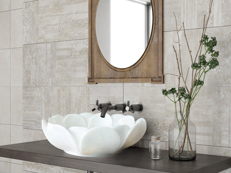 Carrara White Marble Natural Stone Flower Shape Polished Sink (D)17