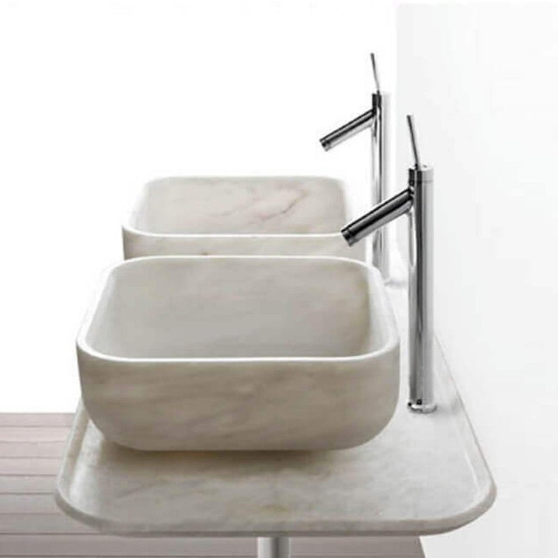 Carrara White Marble Square Above-counter Sink Polished (W)17