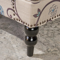 Vitality Club Chair with Button-tufted Diamond Stitching and Turned Legs, Blue and White