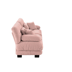 Cloud Couch 2 Seater Sofa for Living Room, Chenille 2 - Seat sofa with 2 Lumbar pillows and 2 throw pillows,Chenille Pink